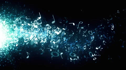 Musical Notes Blue Drifting Stock-Footage 48247724