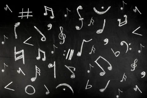 Musical notes on a board Stock Photos