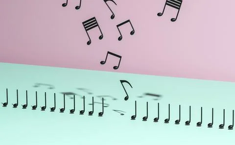 Musical notes broke the line Stock Illustration