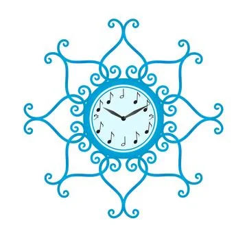 Musical notes clock Stock Illustration