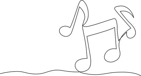 Musical notes dancing on a wavy line representing rhythm and harmony Vector Stock Illustration