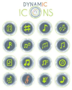 Musical notes dynamic icons Stock Illustration