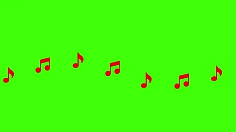 Musical notes flying from center, Musical notes streaming up in melody anim.. Stock Footage 304718592