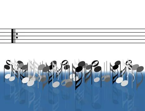 Musical notes in front of stave Stock Illustration