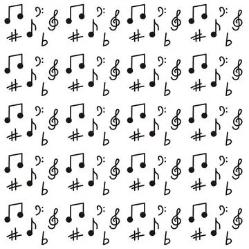 Musical notes hand drawn background Vector Stock Illustration