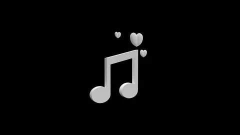 Musical Notes with Hearts on Black Background Expressing Love and Emotion Stock Footage 341921377