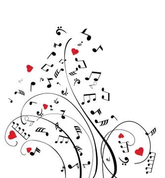 Musical Notes Hearts Stock Illustration
