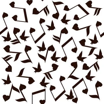 Musical Notes Hearts Stock Illustration