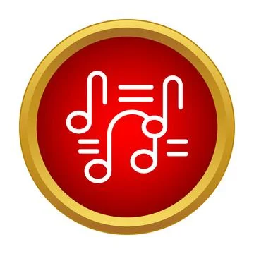 Musical notes icon in a red circle frame Stock Illustration