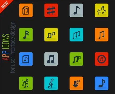 Musical notes icon set Stock Illustration