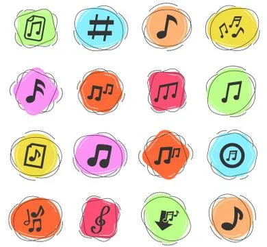 Musical notes icon set Stock Illustration