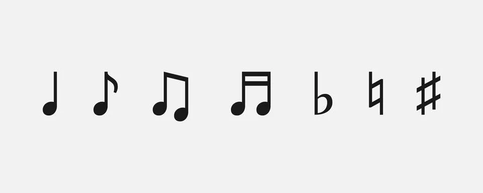 Musical notes icon set isolated on grey background. Vector EPS 10 Stock Illustration