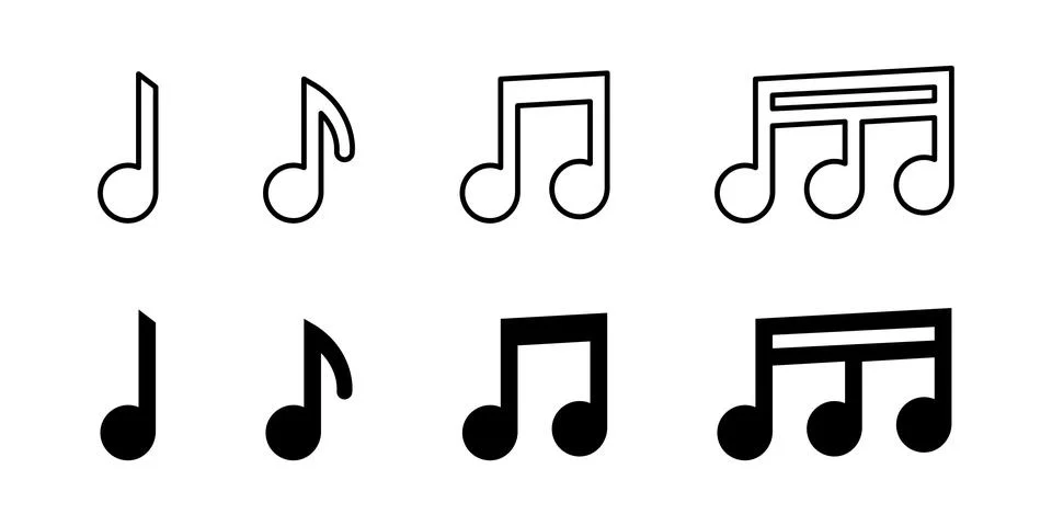 Musical notes icon set. Melody symbol. Music sheets vector illustration. Stockillustratie
