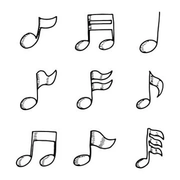 Musical notes icons isolated objects set 스톡 일러스트