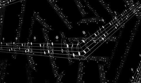 Musical Notes Inner Cube Motion Mapping Stock Footage 24729336