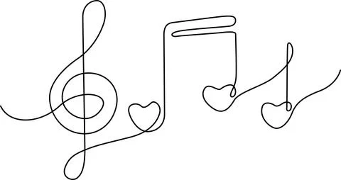 Musical notes intertwined with hearts symbolizing the love of music Vector Illustrazione stock