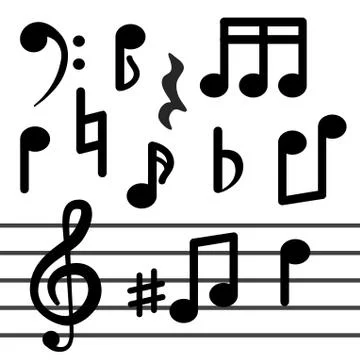 Musical notes isolated on white background. Signs of musical Stock Illustration