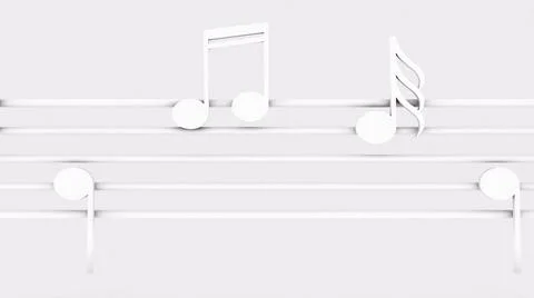 Musical notes on music line, computer generated. 3d render classic backgro... Stock Photos