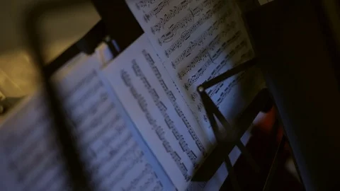 Musical notes on the music stand Stock Footage 87028307