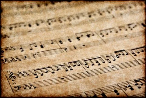 Musical notes on parchment Stock Photos