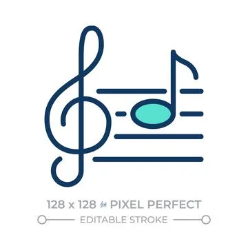 Musical notes pixel perfect line color icon Stockillustratie