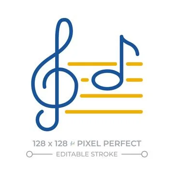 Musical notes pixel perfect two color line icon Stockillustratie