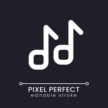 Musical notes pixel perfect white linear ui icon for dark theme Stock Illustration
