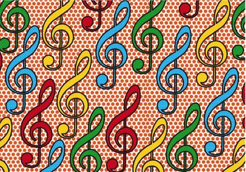 Musical notes pop art background. vector illustration Stock Illustration