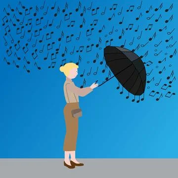 Musical notes rain Stock Illustration