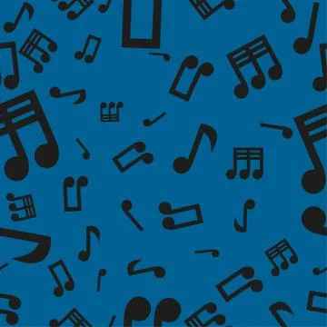 Musical Notes Seamless Pattern Blue 스톡 일러스트
