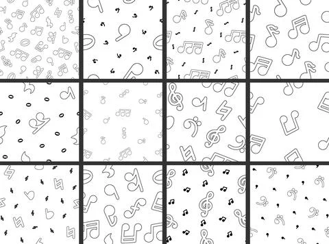 Musical notes. Seamless pattern. Coloring Page. 스톡 일러스트