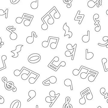 Musical notes. Seamless pattern. Coloring Page. Illustrazione stock