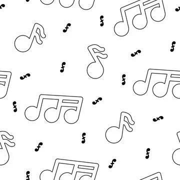 Musical notes. Seamless pattern. Coloring Page. 스톡 일러스트
