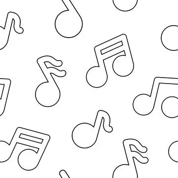 Musical notes. Seamless pattern. Coloring Page. 스톡 일러스트