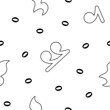 Musical notes. Seamless pattern. Coloring Page. Illustrazione stock