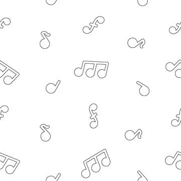Musical notes. Seamless pattern. Coloring Page. Illustrazione stock