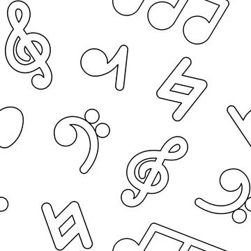 Musical notes. Seamless pattern. Coloring Page. Stock Illustration