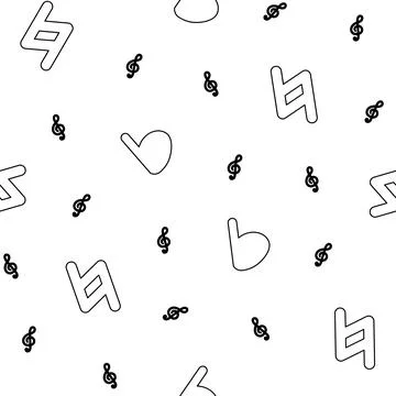 Musical notes. Seamless pattern. Coloring Page. 스톡 일러스트
