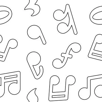 Musical notes. Seamless pattern. Coloring Page. Illustrazione stock