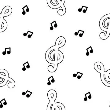 Musical notes. Seamless pattern. Coloring Page. Illustrazione stock