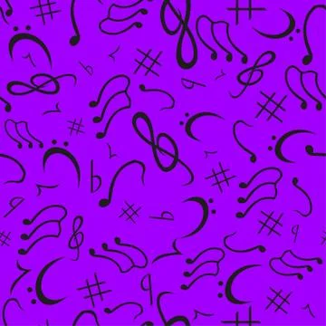 Musical Notes Seamless Pattern Violet 스톡 일러스트