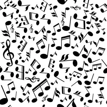 Musical Notes Seamless Pattern on White Background Illustrazione stock
