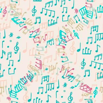 Musical notes. Seamless patterns. Vector cartoon illustration Stock Illustration