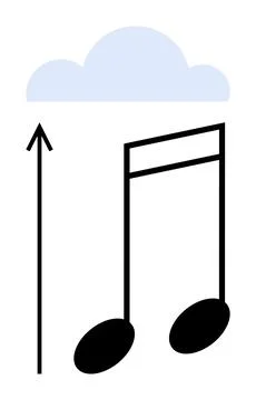Musical Notes Soar towards the Cloud in a Representation of Creative Freedo.. Illustrazione stock
