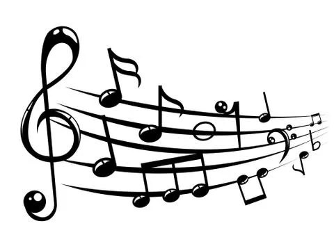 Musical notes staff background with lines Stock Illustration