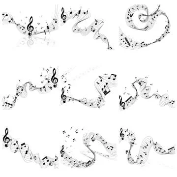 Musical notes staff set Stock Illustration