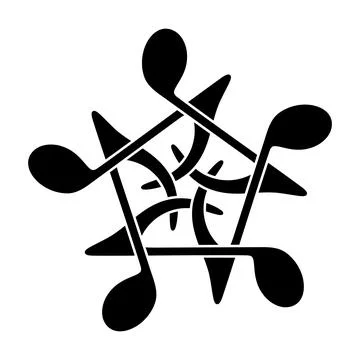 Musical Notes Star Pentagram Abstract Black Silhouette Icon Stock Illustration