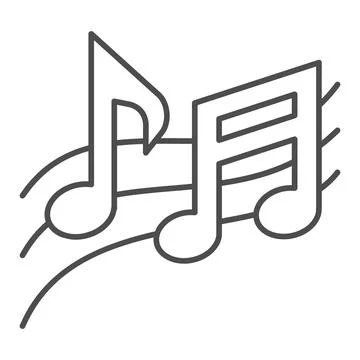 Musical notes on stave, melody thin line icon, sound design concept Stock Illustration
