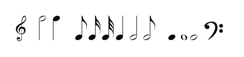 Musical notes, treble clef on white. Vector Illustration. EPS10 Illustrazione stock