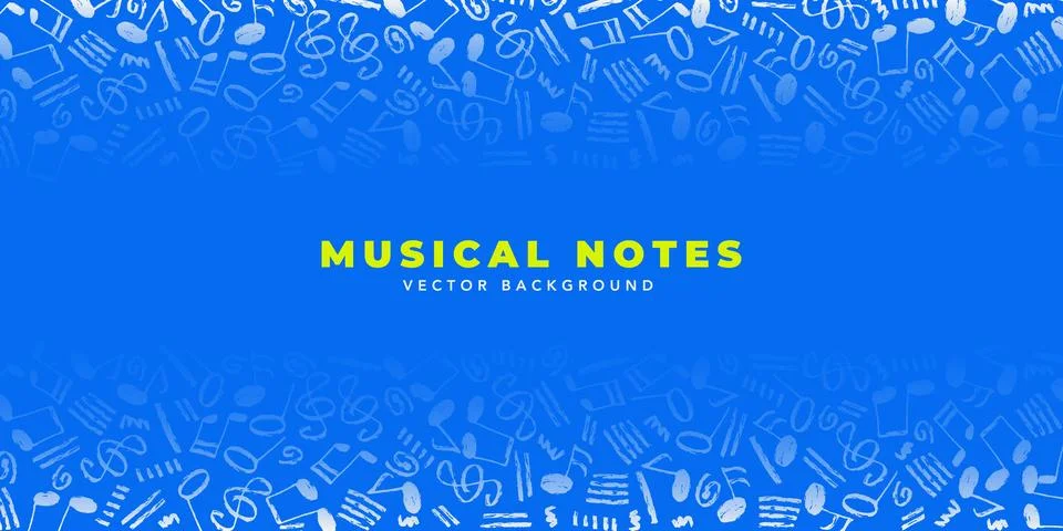 Musical notes vector background. Horizontal template with one color white h.. Stock Illustration